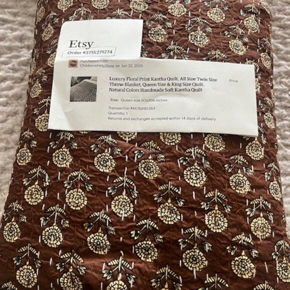New  Luxury Floral Print Kantha Quilt Queen Size - Picture 4 of 4